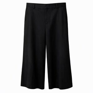 Banana Republic Linen Black Wide Leg Cropped‎ Pants Size 12 Pockets